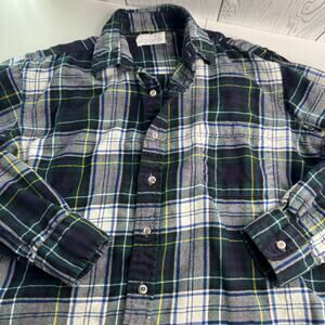 Vtg Viyella Shirt Medium Wool Blend Plaid Blue Green Scotland Casual Button 60s